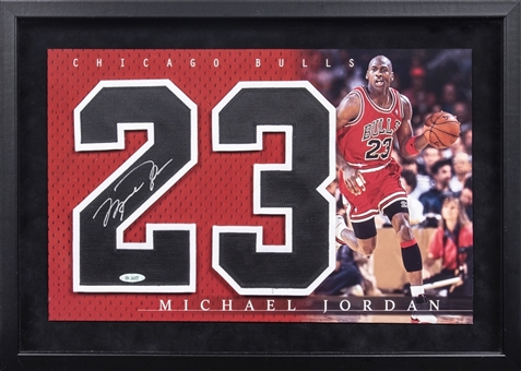 Michael Jordan Signed 14x20.5" Framed #23 Jersey Number Collage (UDA)